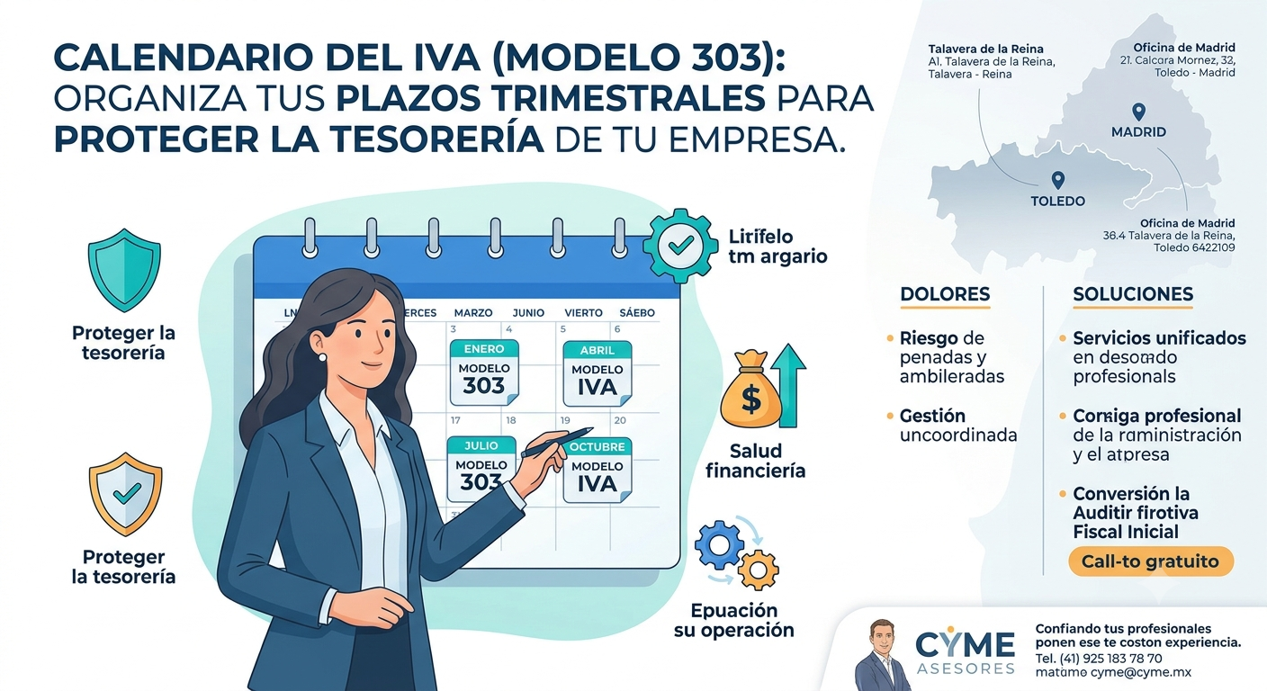 Calendario del IVA (Modelo 303): cómo organizar tus plazos trimestrales para proteger la tesorería de tu empresa