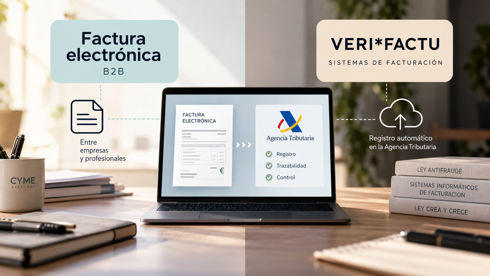 Factura electrónica y VERIFACTU: diferencias, fechas y obligaciones para empresas y autónomos
